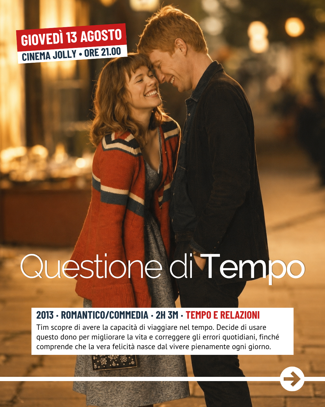 Questione di tempo: Giovedì 13 agosto - Cinema Jolly • Ore 21.00